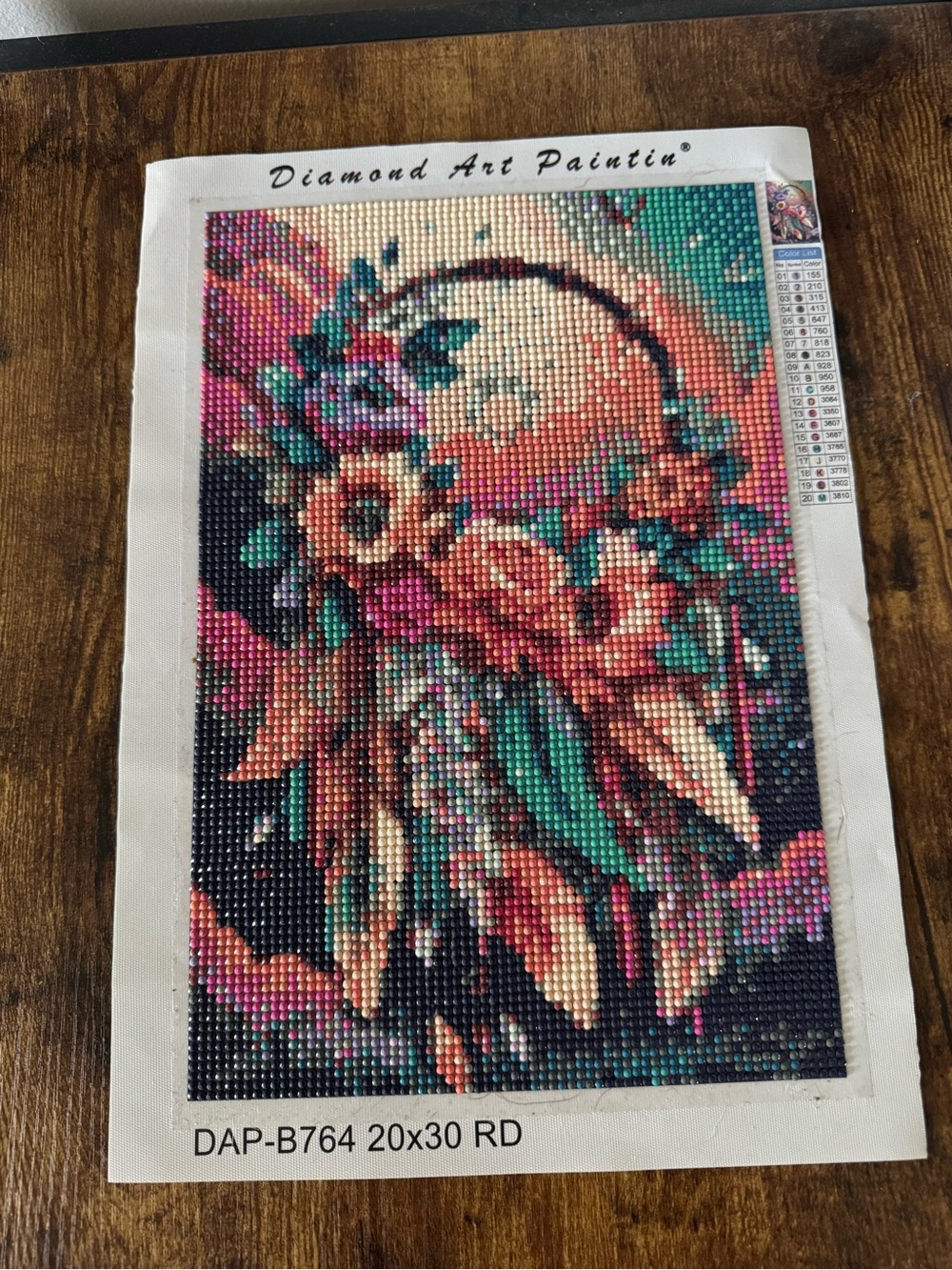 Boho Diamond Art Painting Floral Dreamcatcher - Teal and Pink